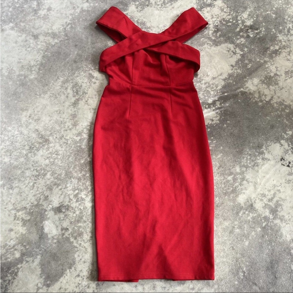 Saints + Secrets Red Off The Shoulder Cocktail Evening Dress Women Size Medium